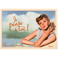 Carte postale JE PENSE À TOI Natives déco rétro vintage humoristique