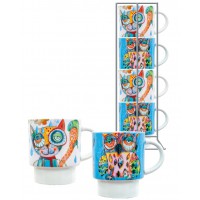 Serviteur 4 tasses empilables CHAT ET CHOUETTE ALLEN DESIGNS