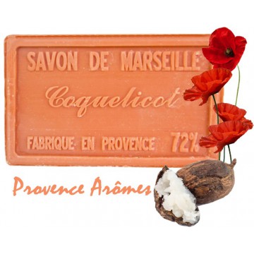 Savon COQUELICOT au beurre de karité 100 gr Savon de Marseille Pur végétal