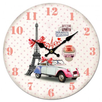 Horloge PARIS Tour Eiffel macarons et 2CV déco rétro vintage