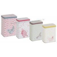 Set de 4 Boîtes métal déco POULE