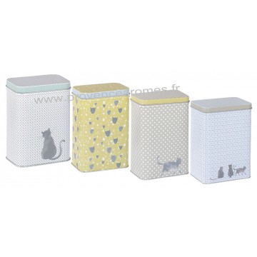 Set de 4 Boîtes métal déco CHAT