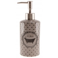 Distributeur céramique de savon liquide déco Rétro de charme gris à pois noirs LE BAIN