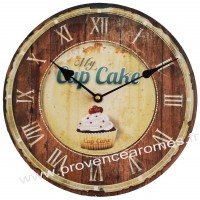 Horloge beige CUPCAKE déco rétro