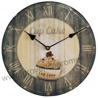 Horloge grise CUPCAKE déco rétro