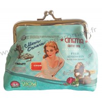 Porte Monnaie bleu à clapet Pin-up Cinéma déco rétro vintage