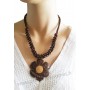 Collier fleur en noix de coco et bois marron Lara Ethnics