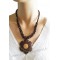 Collier fleur en noix de coco et bois marron Lara Ethnics