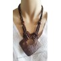 Collier en noix de coco pendentif carré verni brillant Lara Ethnics