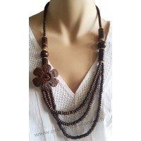 Collier Fleur 3 rangs en noix de coco Lara Ethnics