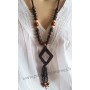 Collier en noix de coco pendentif losange Lara Ethnics modèle 2