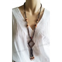 Collier en noix de coco pendentif losange Lara Ethnics modèle 4