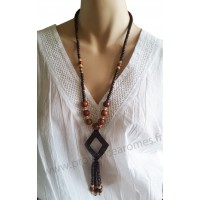 Collier en noix de coco pendentif losange Lara Ethnics modèle 5