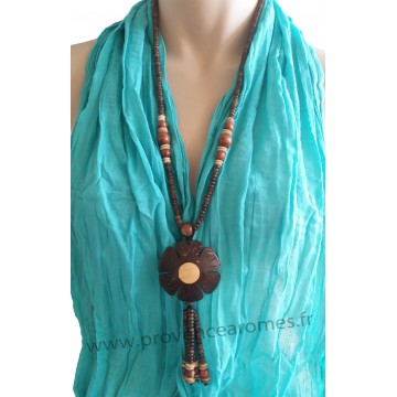 Collier en noix de coco pendentif Fleur Lara Ethnics modèle 5