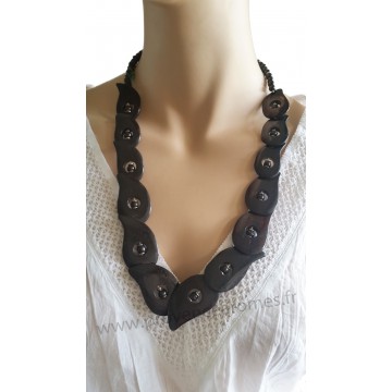 Collier de larmes marron foncé Lara Ethnics