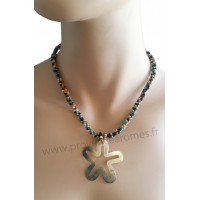 Collier de perles multicolores pendentif étoile de nacre Lara Ethnics