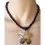 Collier de perles noires pendentif étoile de nacre Lara Ethnics