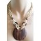 Collier de perles beiges pendentif cercle bois Lara Ethnics