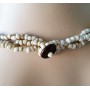 Collier de perles beiges pendentif cercle bois Lara Ethnics