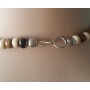 Collier beige et marron pendentif cercle métal Lara Ethnics