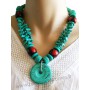 Collier bleu turquoise pendentif anneau turquoise Lara Ethnics