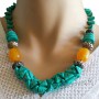 Collier bleu turquoise et perle orange Lara Ethnics