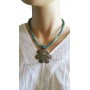 Collier de perles bleues pendentif fleur de nacre Lara Ethnics