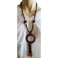 Collier en noix de coco pendentif anneau Lara Ethnics modèle 2