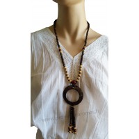 Collier en noix de coco pendentif anneau Lara Ethnics modèle 3