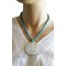 Collier de perles bleues pendentif cercle de nacre Lara Ethnics