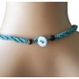 Collier de perles bleues pendentif cercle de nacre Lara Ethnics