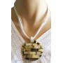 Collier cordon blanc pendentif cercle de nacre Lara Ethnics