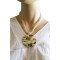 Collier cordon beige pendentif cercle de nacre Lara Ethnics