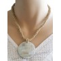 Collier de perles beige pendentif cercle de nacre Lara Ethnics