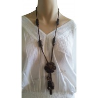 Collier en noix de coco pendentif Fleur Lara Ethnics modèle 8