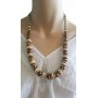 Collier réglable marron caramel et beige crème Lara Ethnics