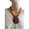 Collier perle rouge pendentif cercle bois Lara Ethnics