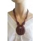 Collier perle marron pendentif cercle bois Lara Ethnics