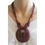 Collier perle marron pendentif cercle bois Lara Ethnics