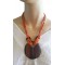 Collier perle orange pendentif cercle bois Lara Ethnics