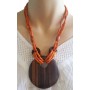 Collier perle orange pendentif cercle bois Lara Ethnics