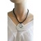 Collier perles noires pendentif cercle et fleur de nacre Lara Ethnics