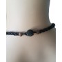 Collier perles noires pendentif cercle et fleur de nacre Lara Ethnics