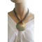 Pendentif cercle de nacre sur collier de perles beiges marrons turquoises Lara Ethnics
