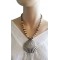 Collier beige et marron pendentif coquillage en métal Lara Ethnics