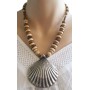 Collier beige et marron pendentif coquillage en métal Lara Ethnics