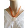 Collier multi-cordons orange pendentif cercle en coquillage Lara Ethnics