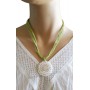 Collier multi-cordons vert anis pendentif cercle en coquillage Lara Ethnics