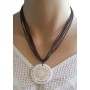 Collier multi-cordons marron pendentif cercle en coquillage Lara Ethnics