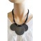 Collier cordon noir 3 cercles de nacre noire Lara Ethnics